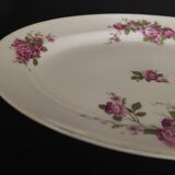 Oval porcelain serving dish decorated with roses MF Limoges