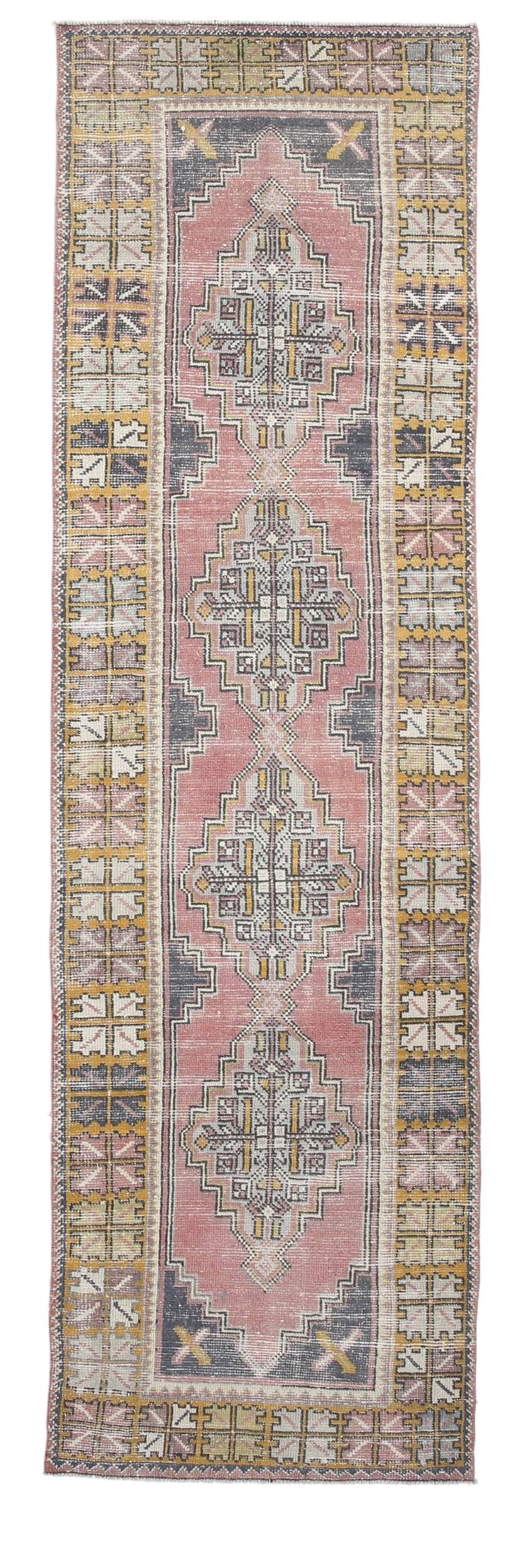Red & Gold Persian Hallway Runner Rug,  92x314Cm
