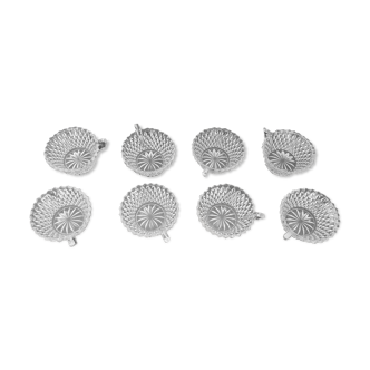 Set of 8 cups/ramekins with diamond cut glass handles