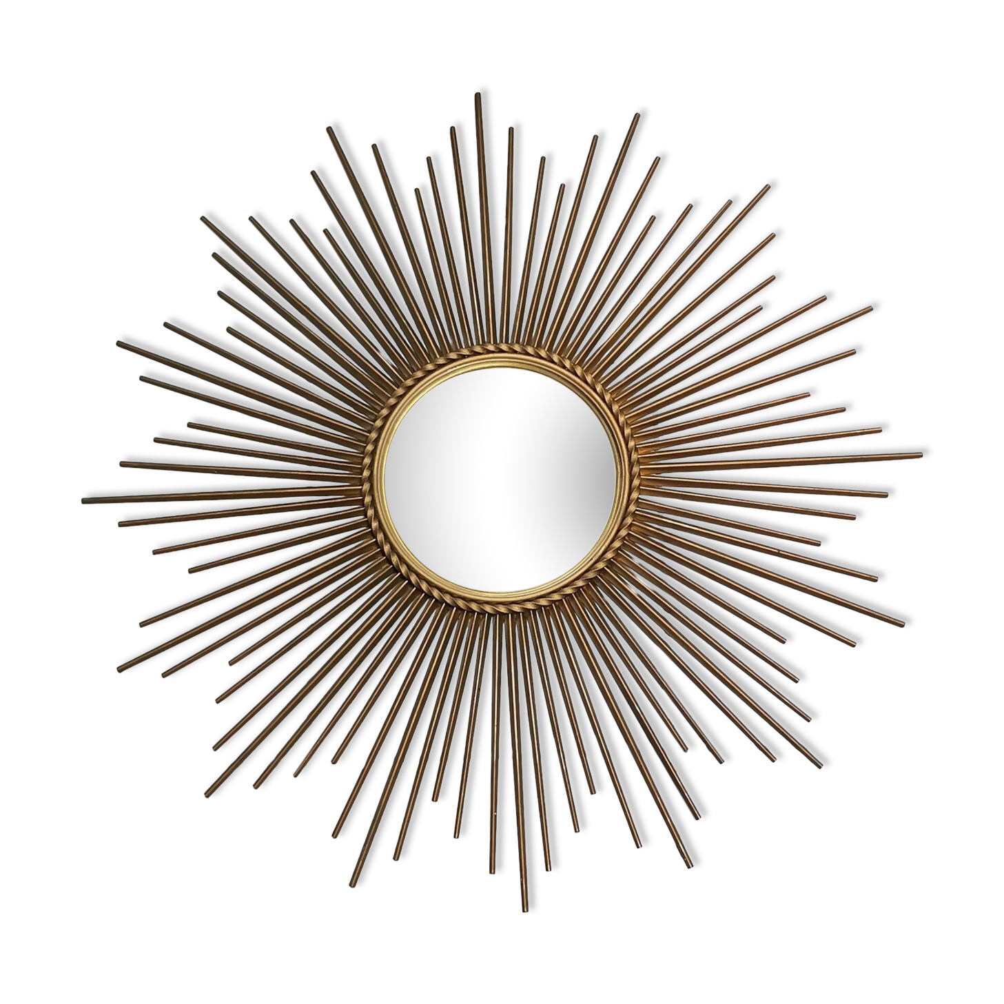 Large vintage mirror chaty vallauris 80 cm, sun, witch's eye