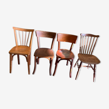 Set 4 chaises bistrot dépareillées vintage 50