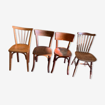 Set 4 vintage mismatched bistro chairs 50