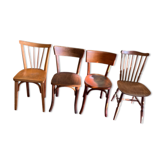 Set 4 vintage mismatched bistro chairs 50