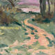 Tableau ancien, paysage, bord de rivière, années 50/60