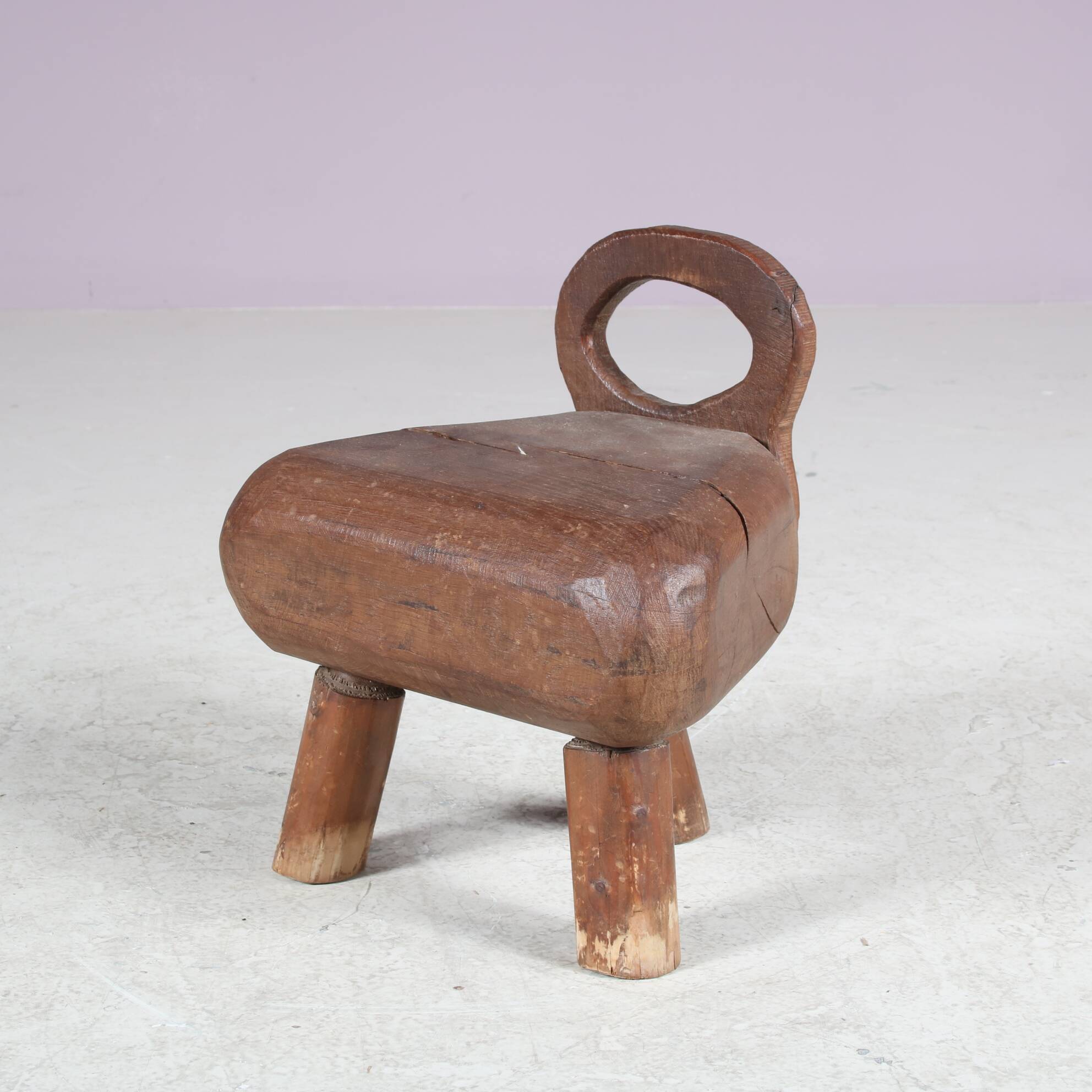 1950s Brutalist milking stool from France