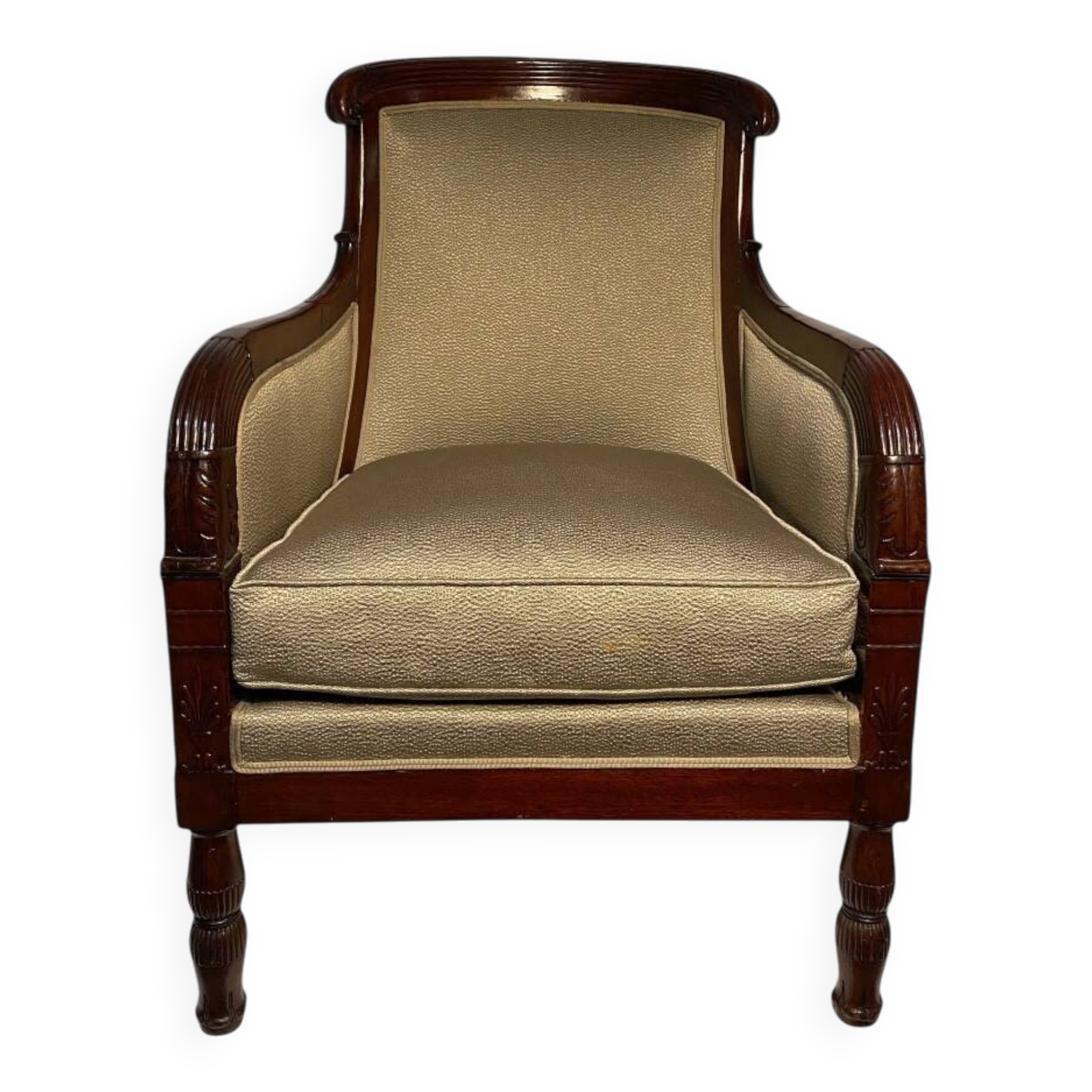 Mahogany bergère chair, stamped, Empire period
