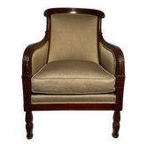 Mahogany bergère chair, stamped, Empire period