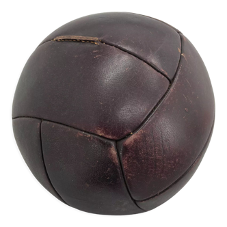Vintage Mahogany Leather Medicine Ball, 1930's