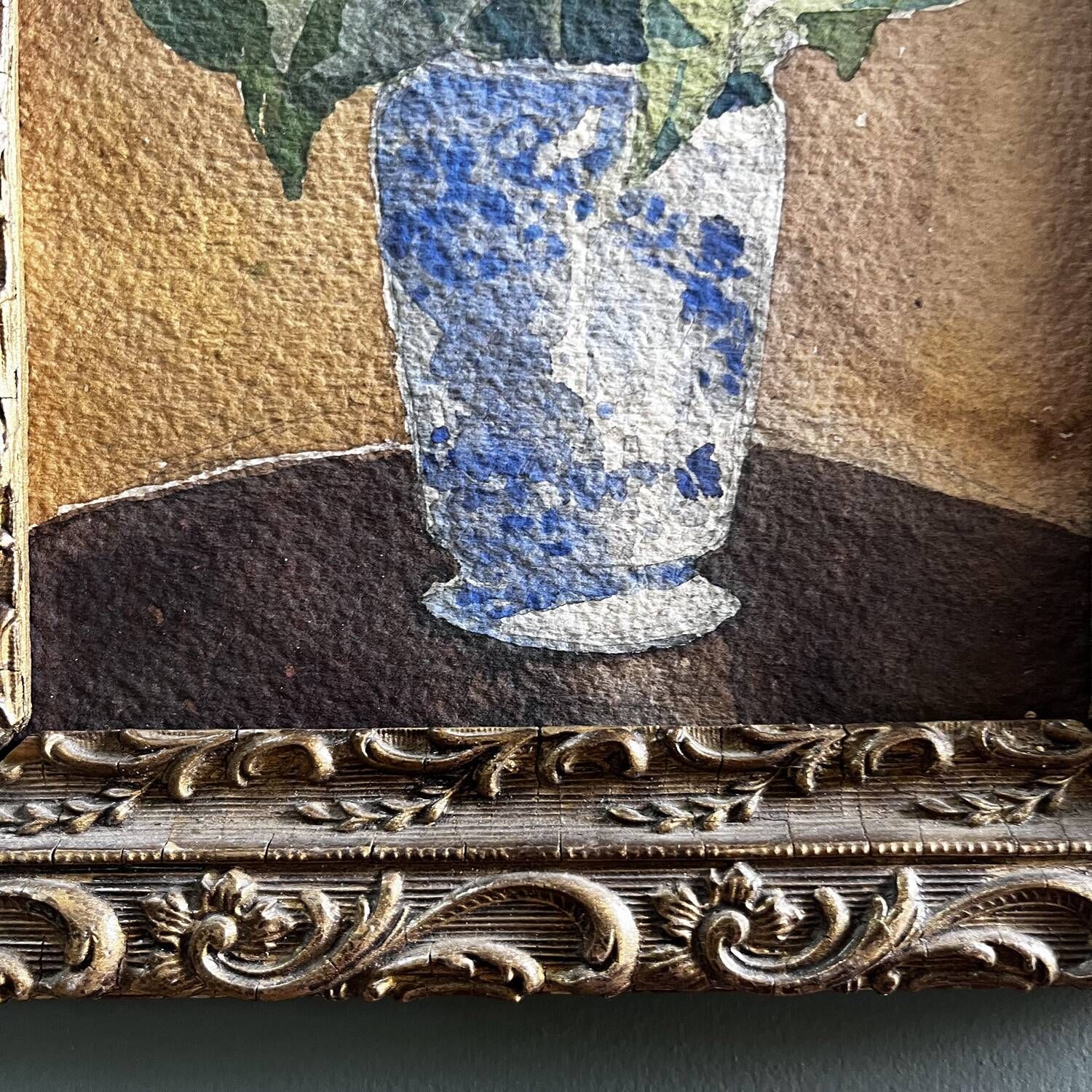 Early 20th century painting "The bouquet in the blue vase"