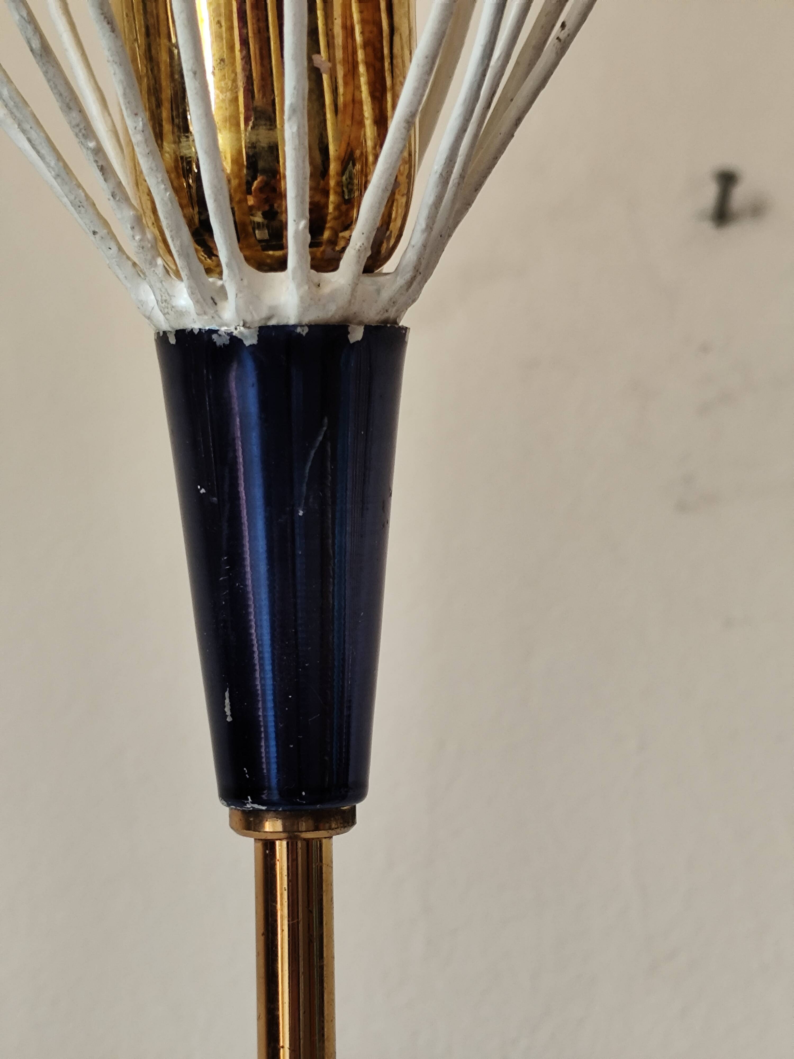 Wall lamp with 3 lights, brass and crystal balls, 1950s.