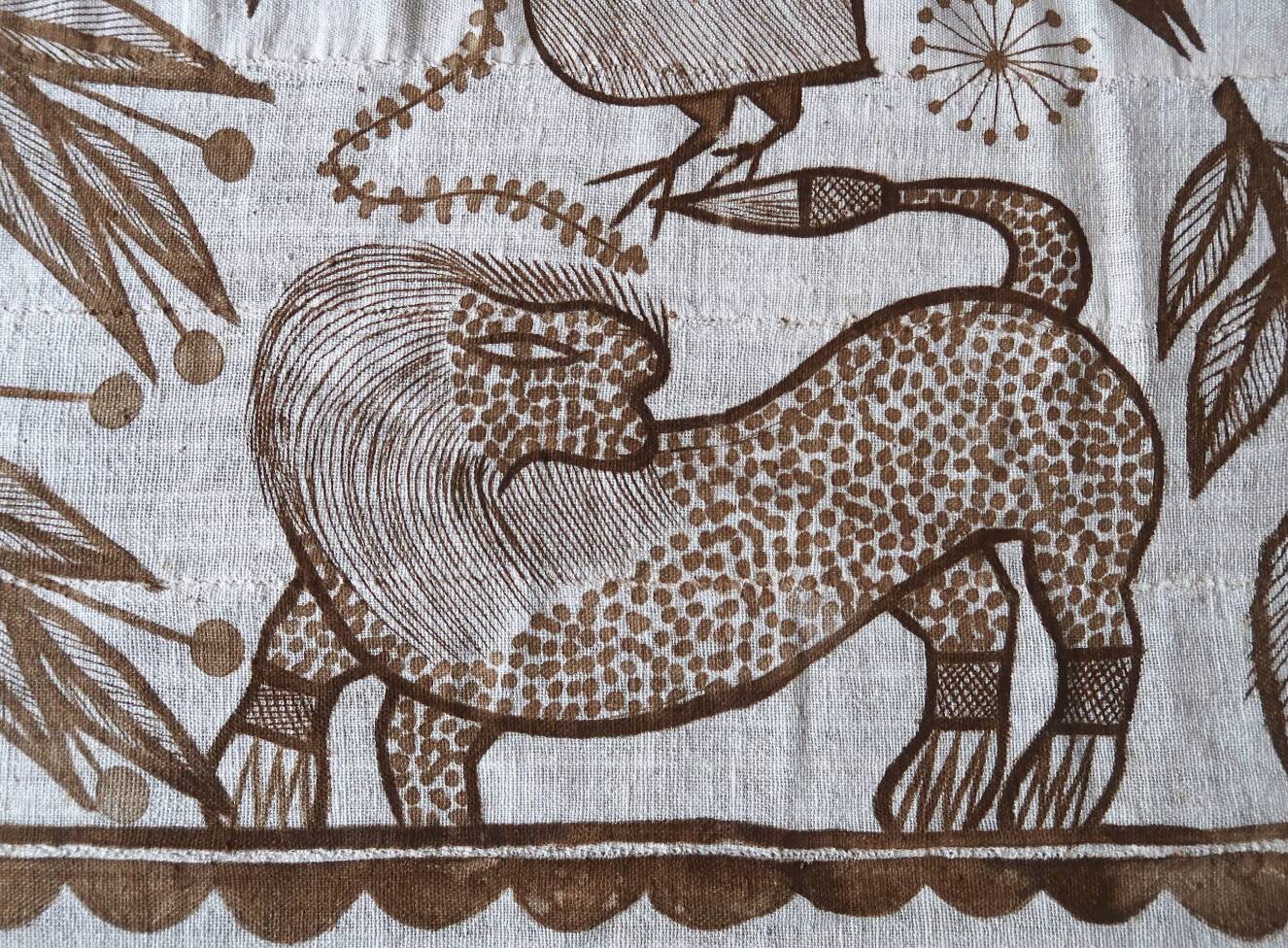 Painted wall textile from Fakaha, Ivory Coast, 1980s