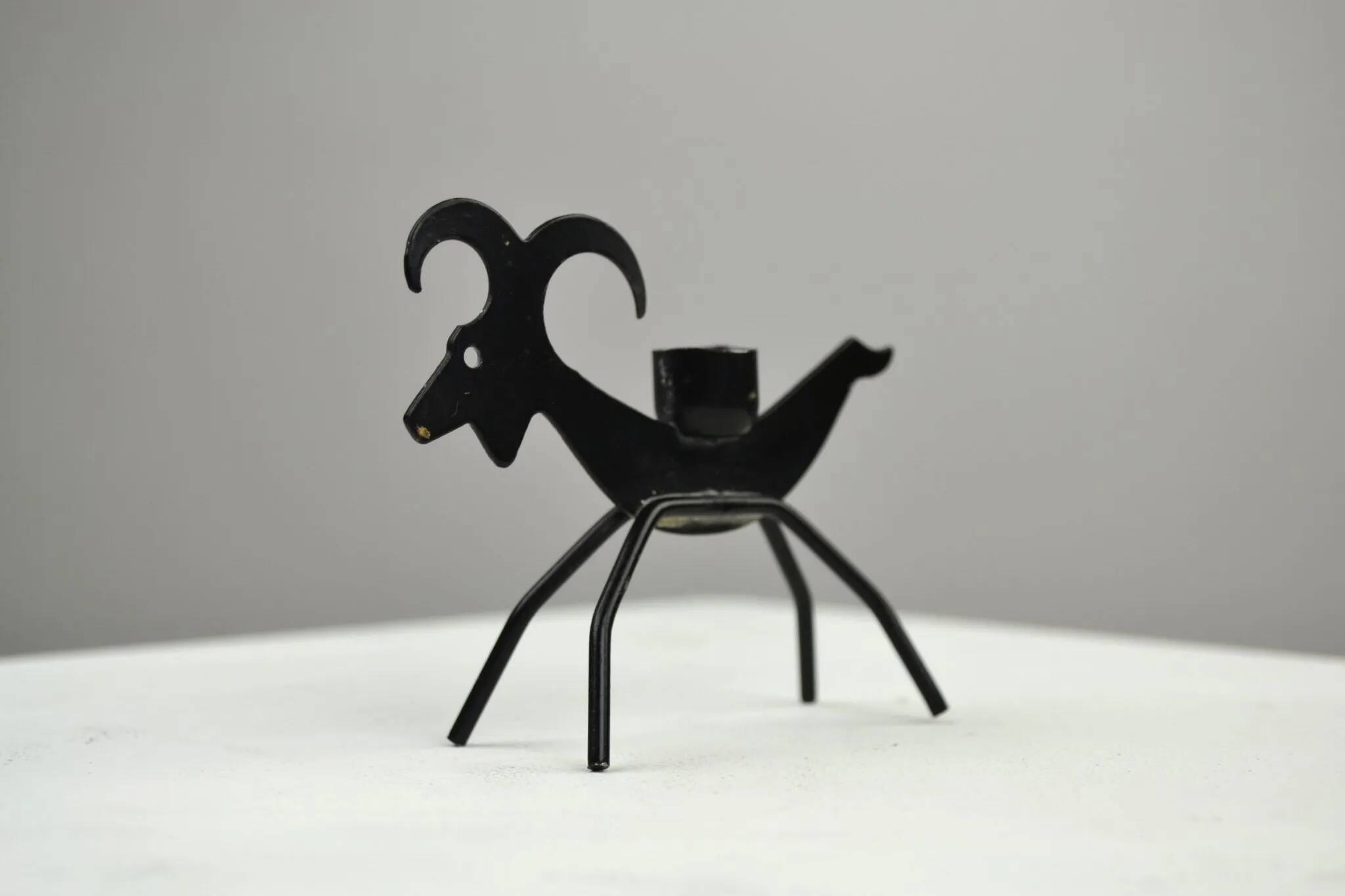 Set of 6 Black Metal Farm Animal Candleholders — Gunnar Ander for Ystad-Metall, Sweden, 1960s