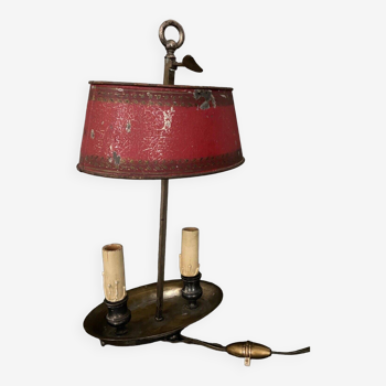 Lamp hot water bottle office early nineteenth bronze silver lampshade painted sheet metal