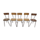 Set of 5 chairs in formica metal, brown brown brown