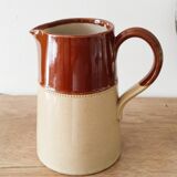 Beige earthenware pitcher, 19th century English pitcher, Lovatt Langley
