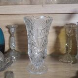 Large vintage pressed glass vase, an impressive and very decorative piece.