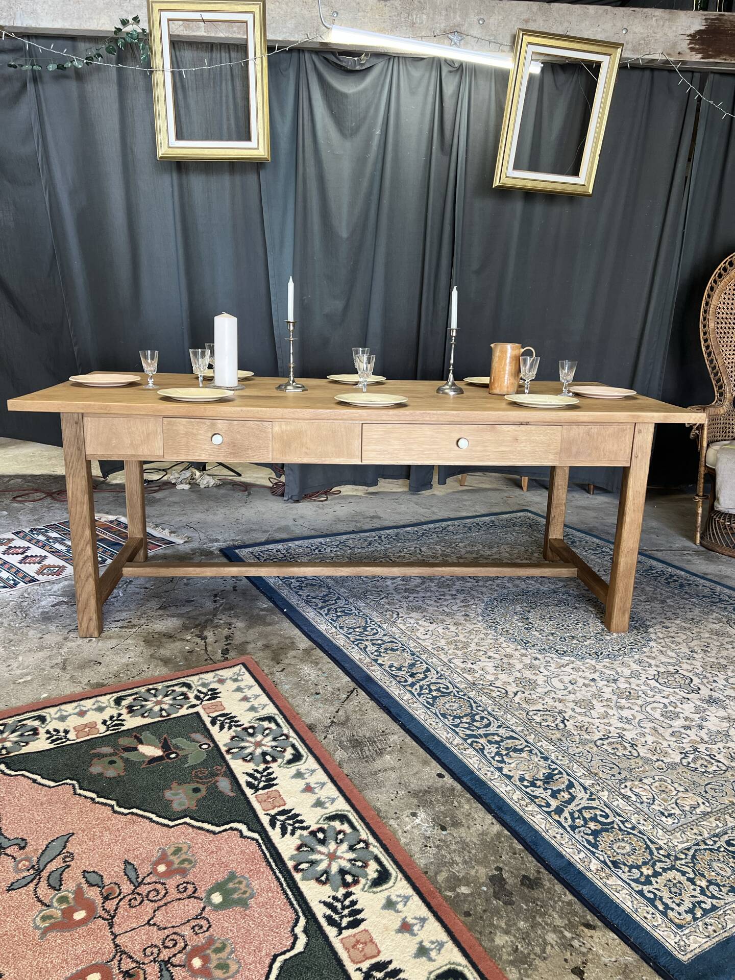 Table de ferme ancienne en chêne massif restaurée
