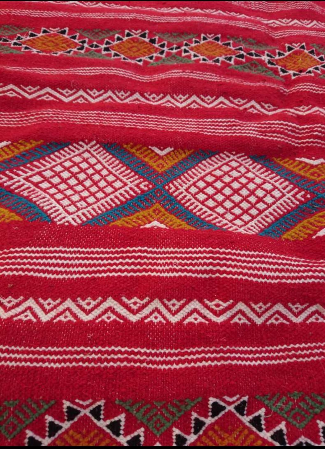 Handmade red Berber Kilim 203x109cm