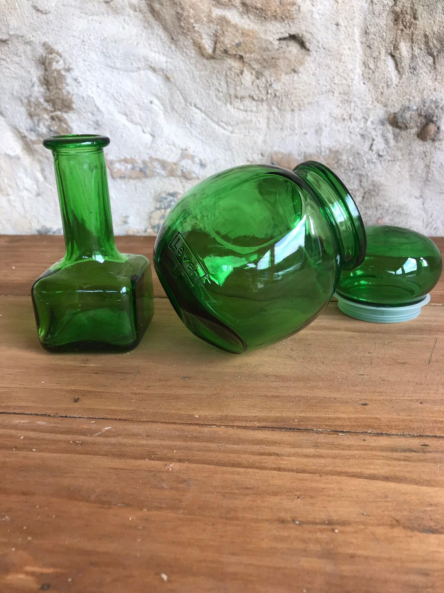 Green Jar Lever and bottle