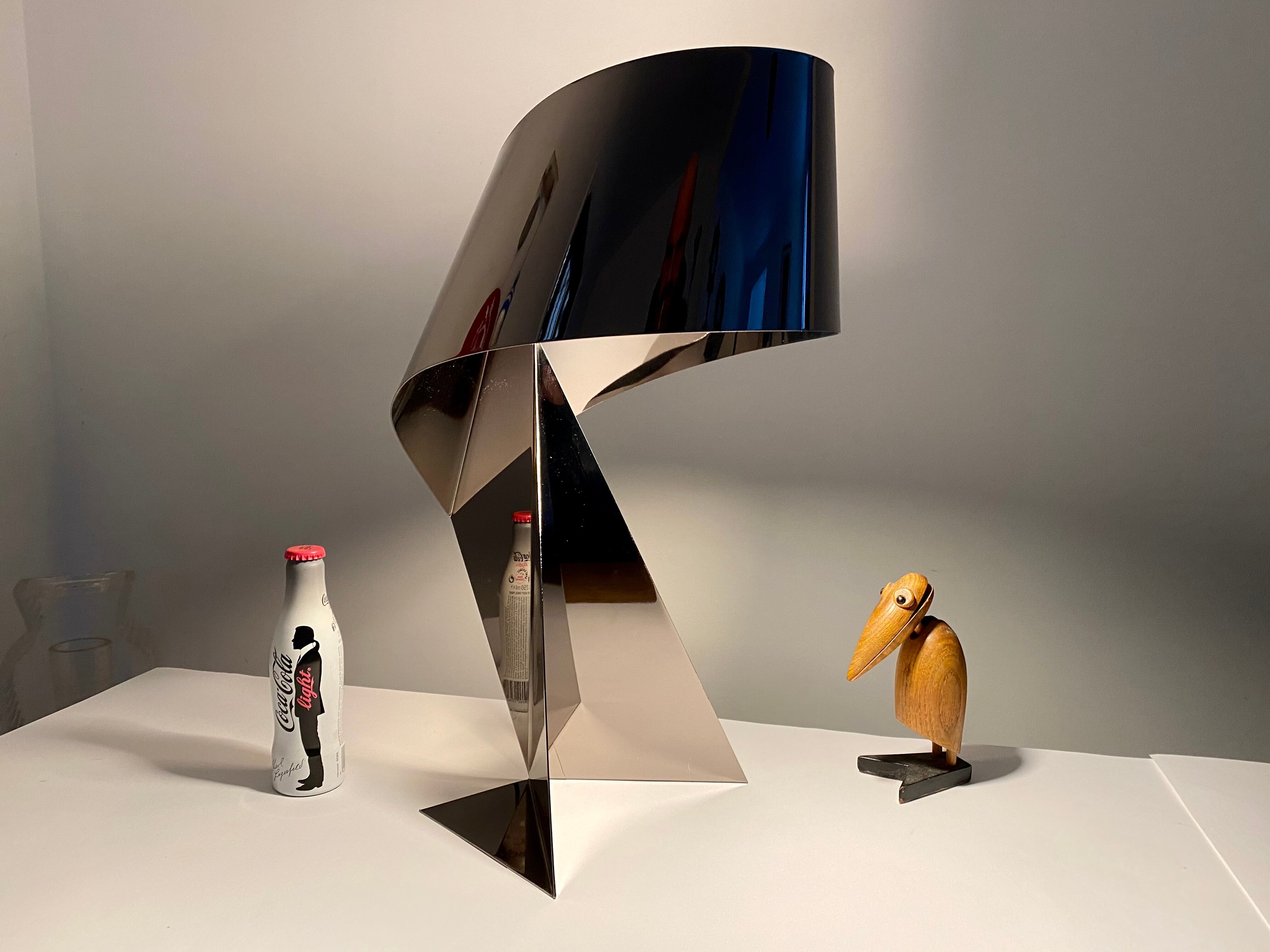 Ribbon Design Claire Norcross limited edition chrome brown table lamp