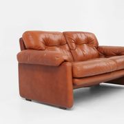 Brown Leather 2-Seater Sofa Coronado by Tobia Scarpa for B&b Italia, Italy