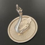 1 Baguier shape Swan shape in silver colored metal