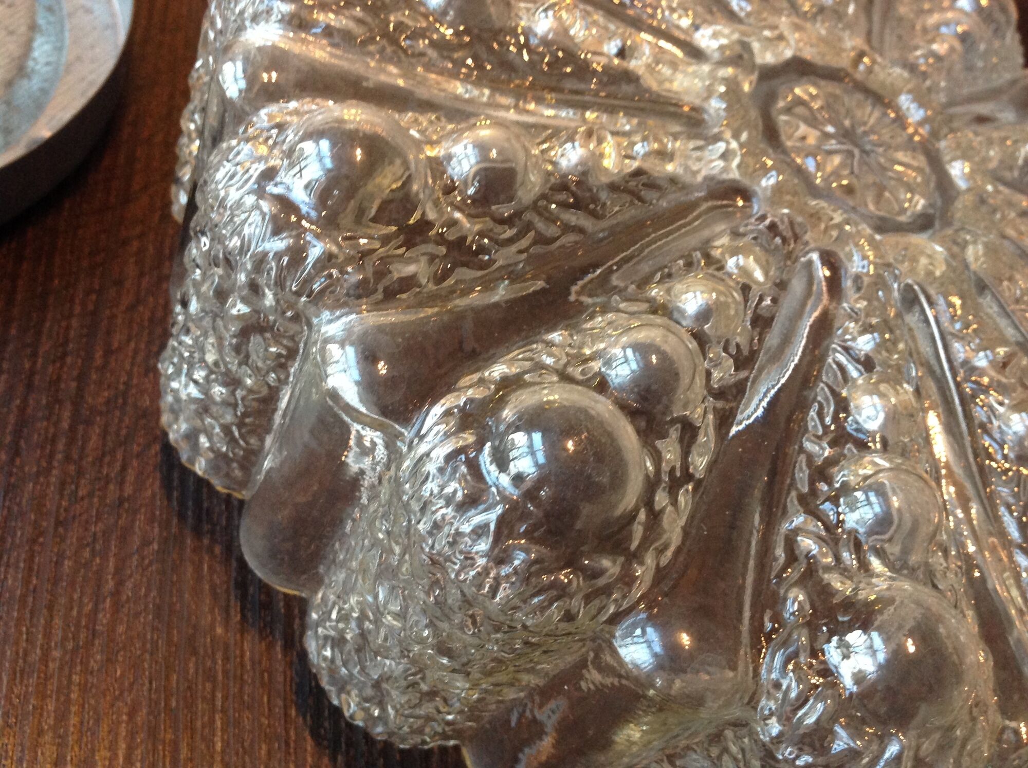 Round ceiling lamp in bubbled glass vintage 60s-70s