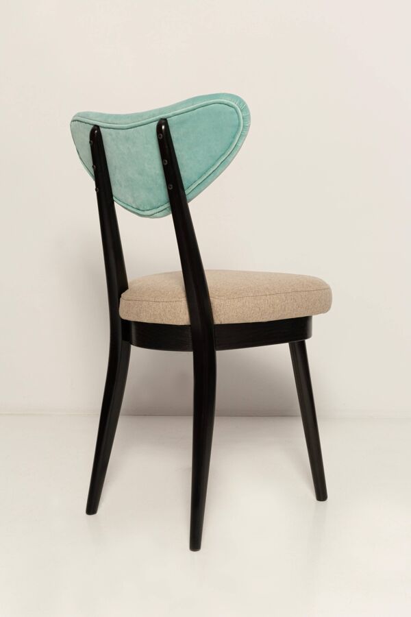 Chaise cœur en laine mélangée beige et verte, milieu du siècle, Europe, années 1960