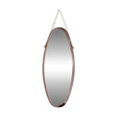 Vintage oval wooden mirror, Italy, 1960s.