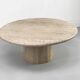 Table basse circulaire vintage en travertin, années 1970