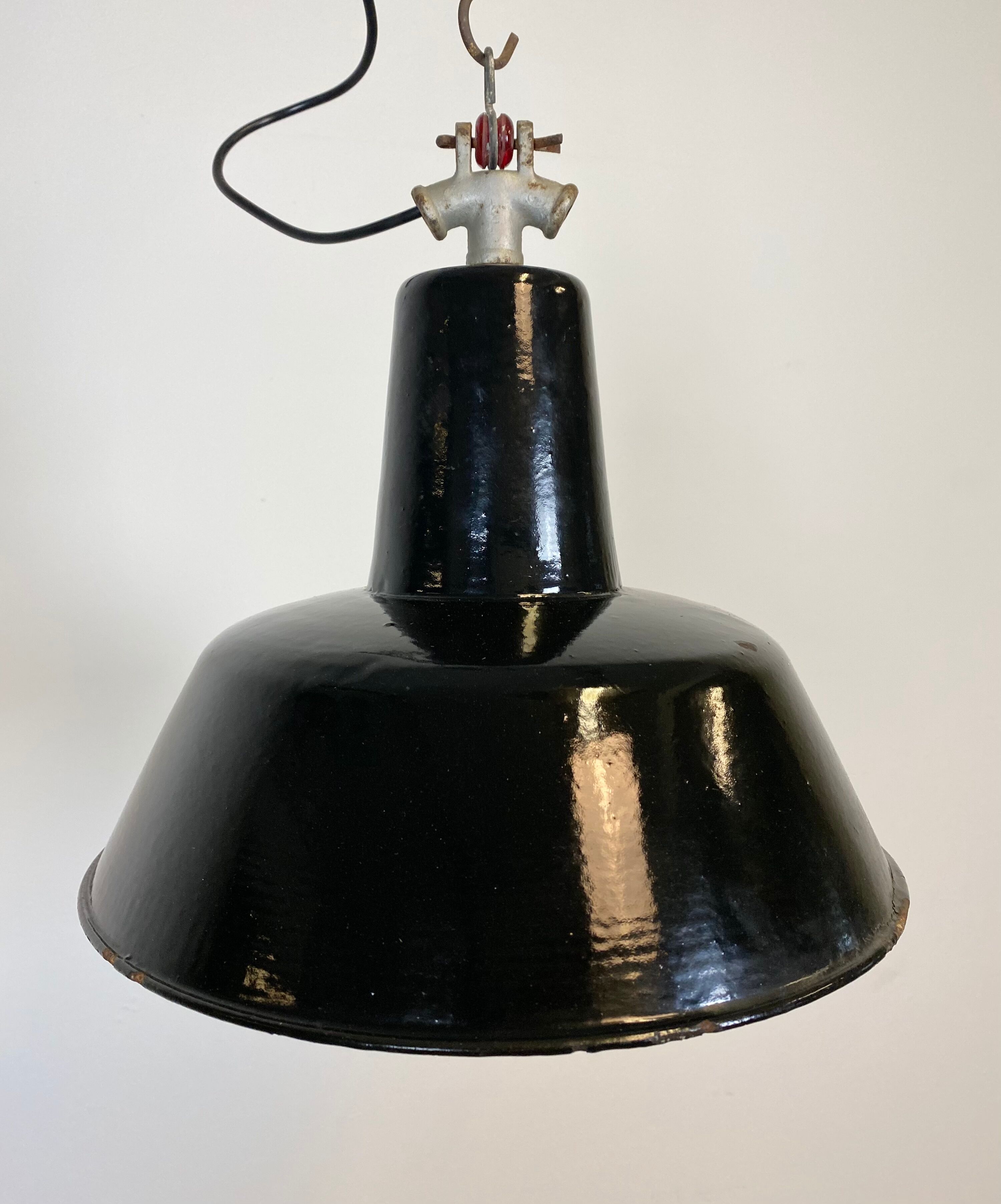 Vintage Black Industrial Ceiling Lamp, 1930s