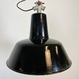 Vintage Black Industrial Ceiling Lamp, 1930s