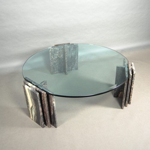 Table basse italienne en marbre et verre