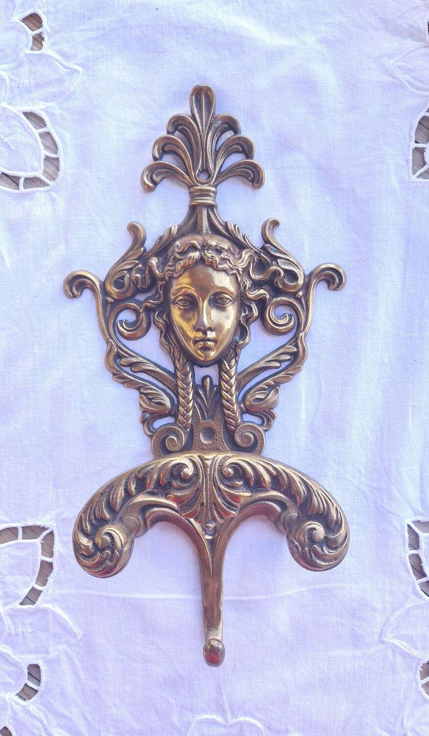 Antique brass coat hook