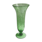 Apple green bubble glass vase signed biot