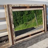 Rectangular mirror in polychrome wood