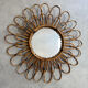 1950s French rattan sun mirror