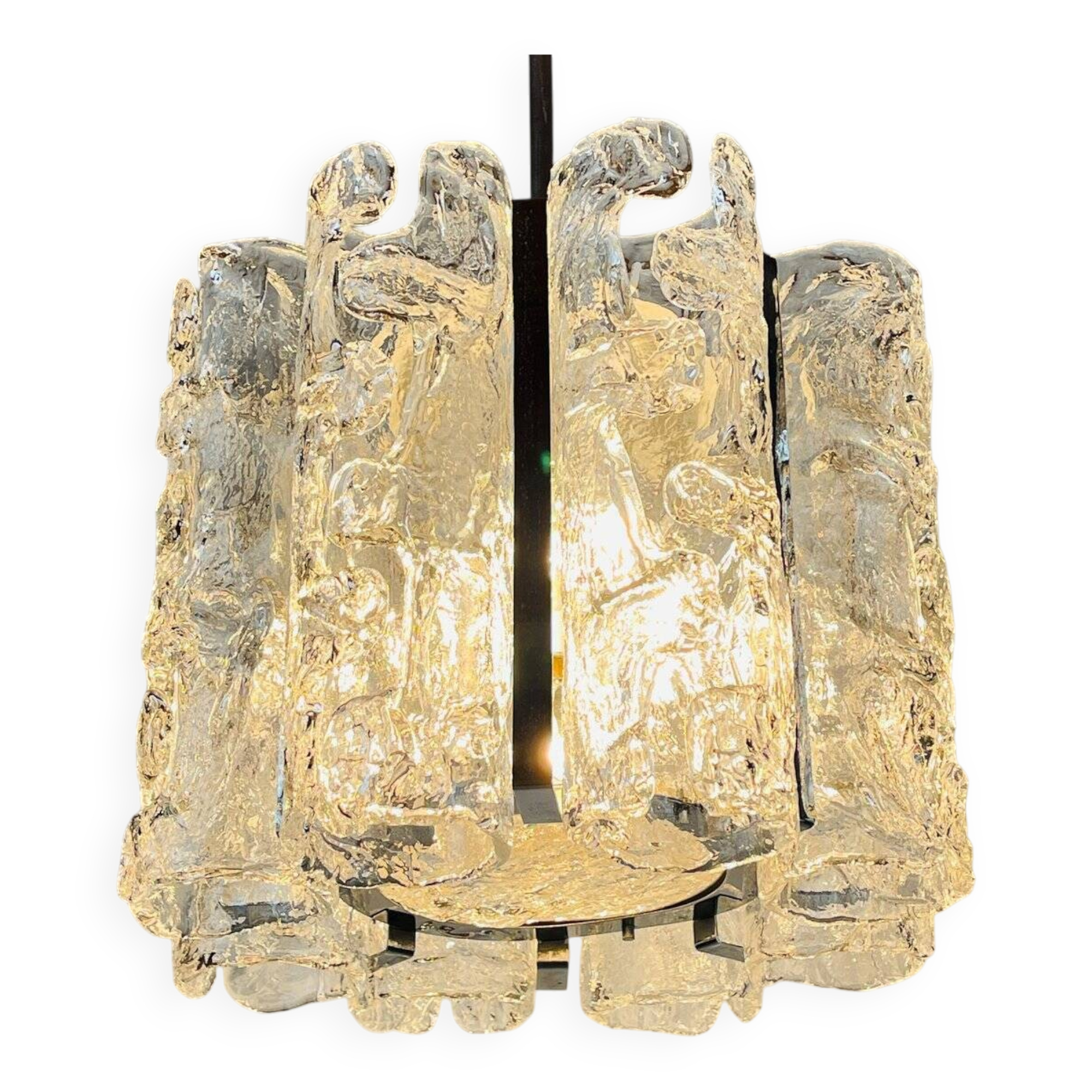 Vintage Ice Murano Chandelier by AV Mazzega, Italy, 1970s