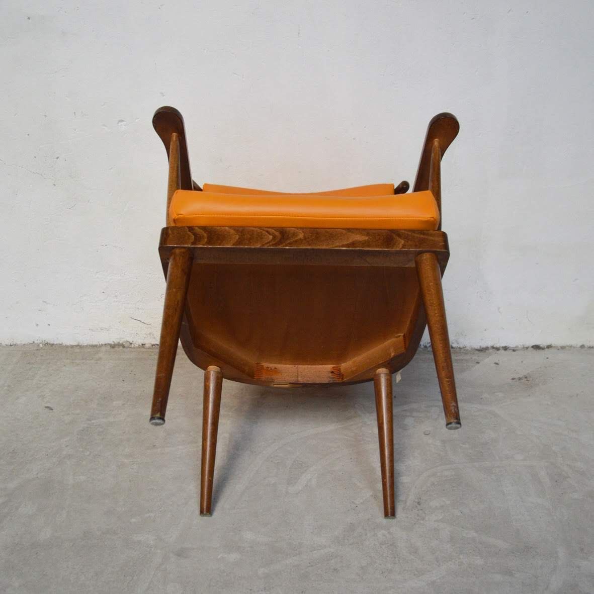 Fauteuils « Éventail »  Baumann rouge et jaune orangé années 80