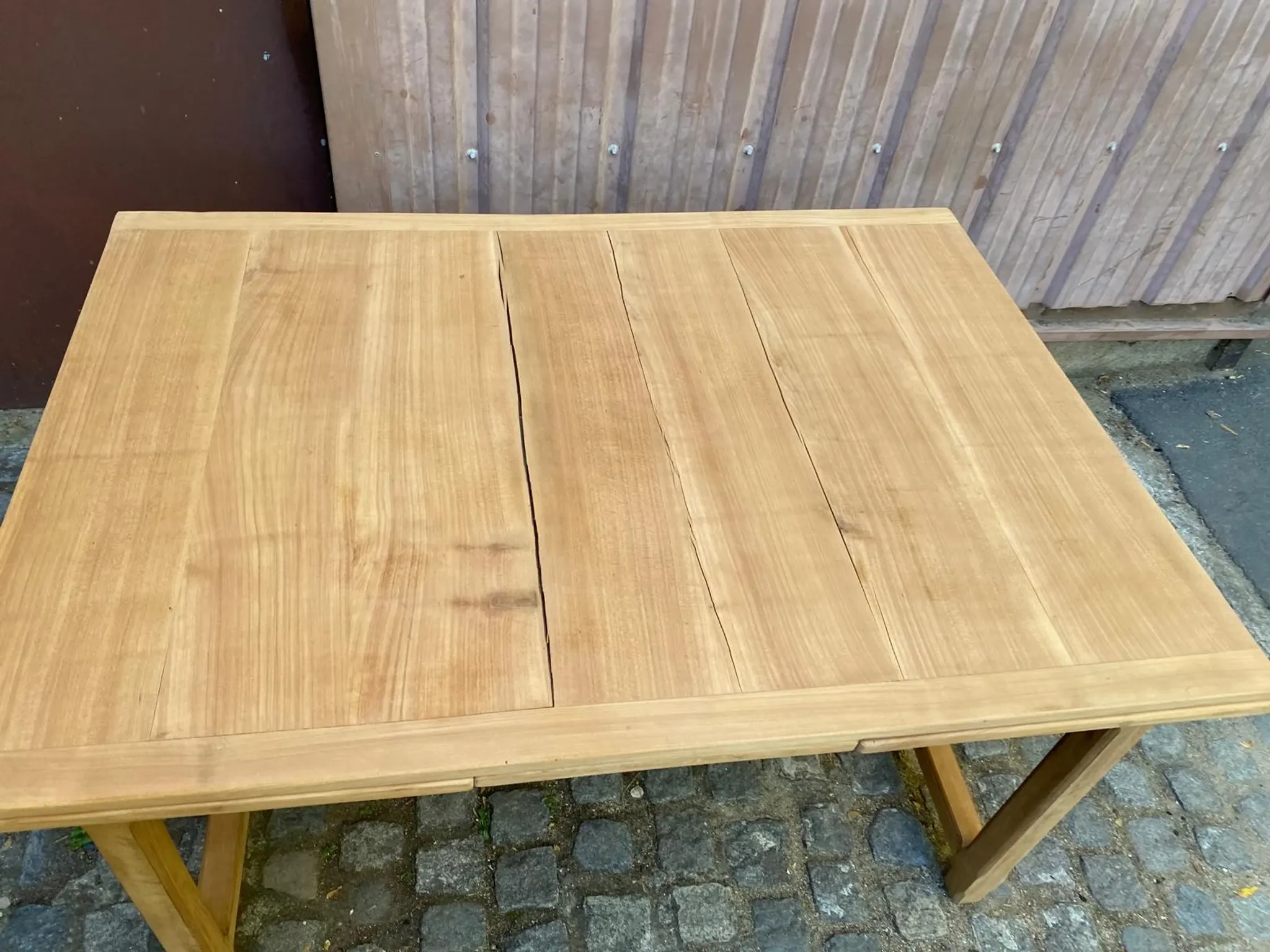 Renovated extendable farmhouse table in solid wood 140-240cm 1960