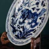 Assiette à motif Pirin en porcelaine bleue et blanche de Style Ming Yongxuan, artisanat classique