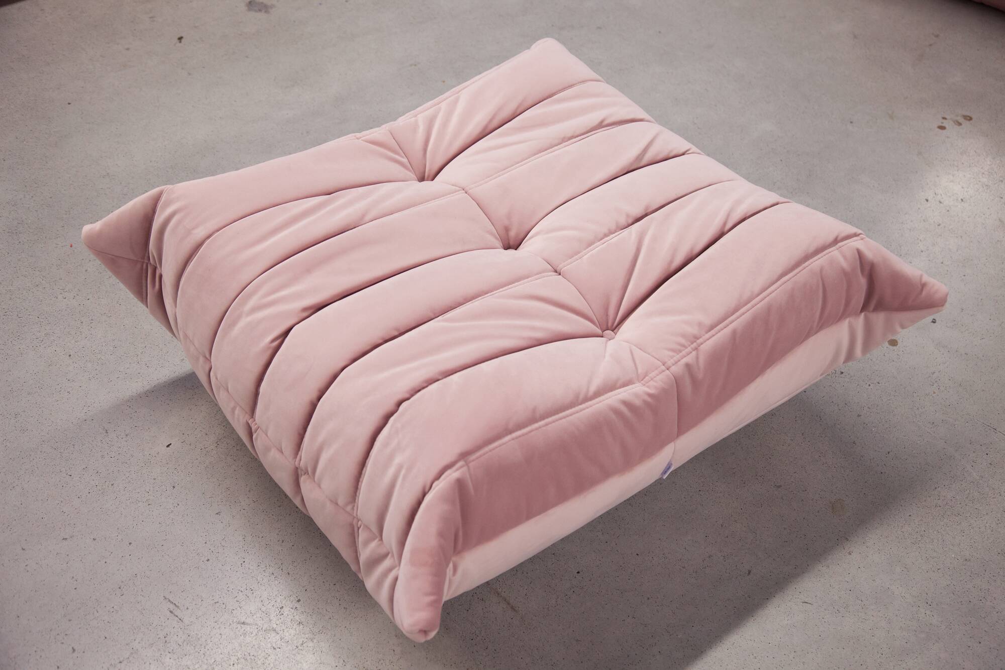 Togo Armchair and Pouf in Pearl Pink  Velvet