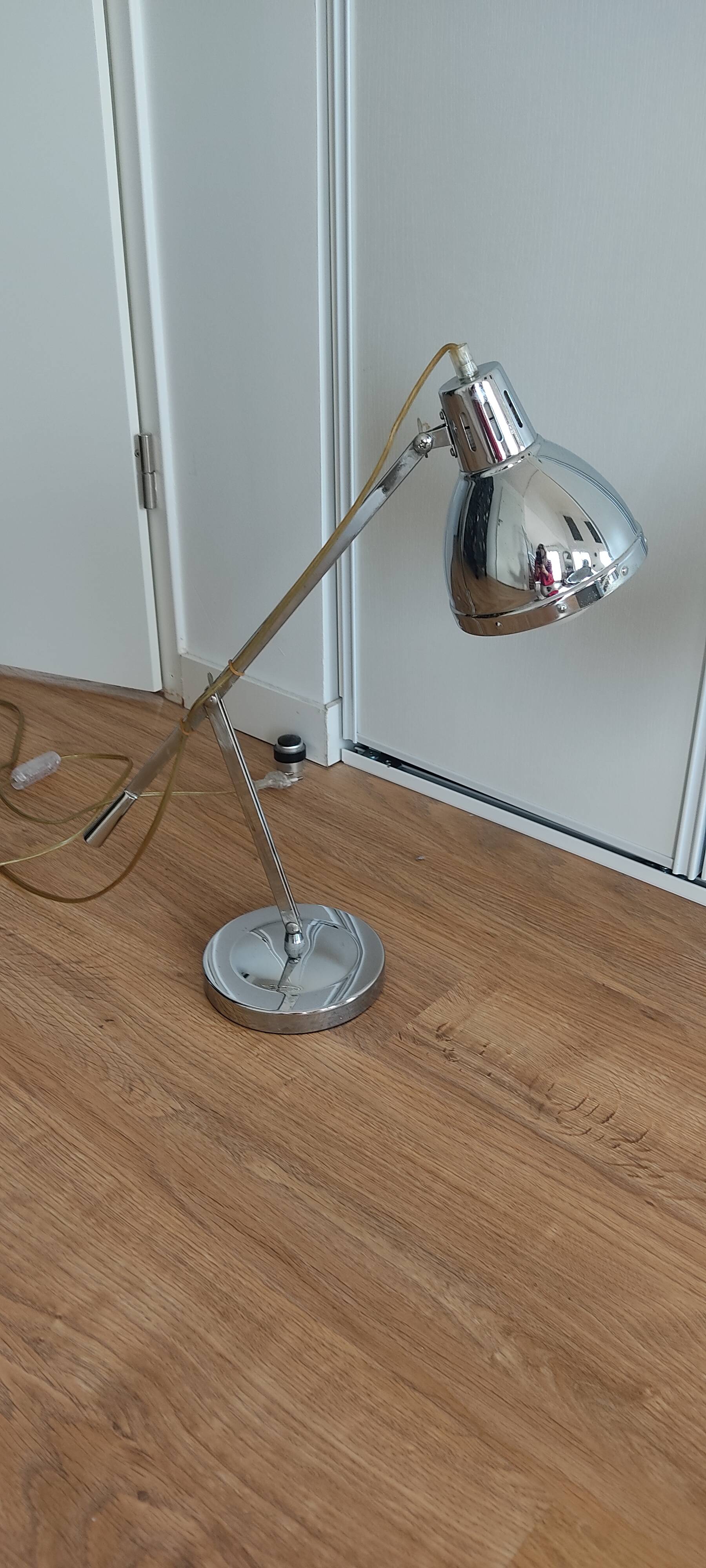 Pair of chrome lamps