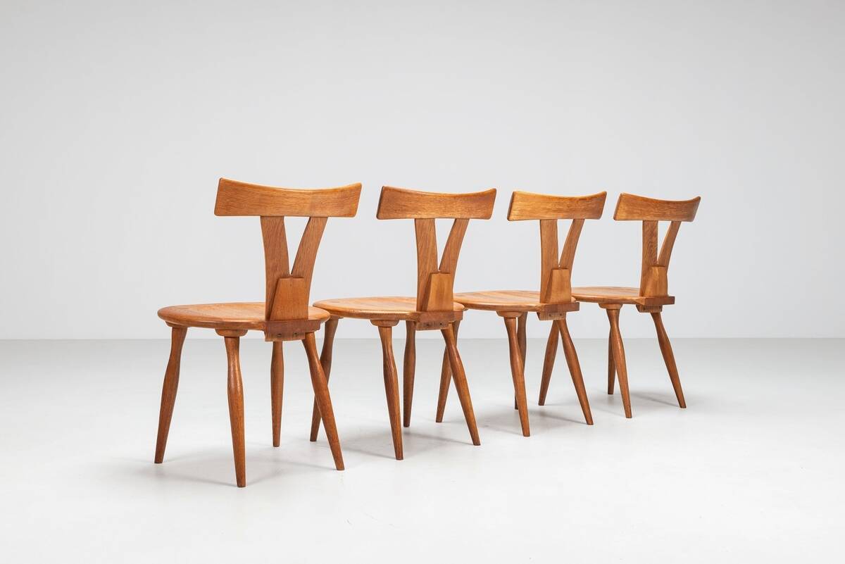 Set of four Scandinavian dining chairs in oak Denmark 1960