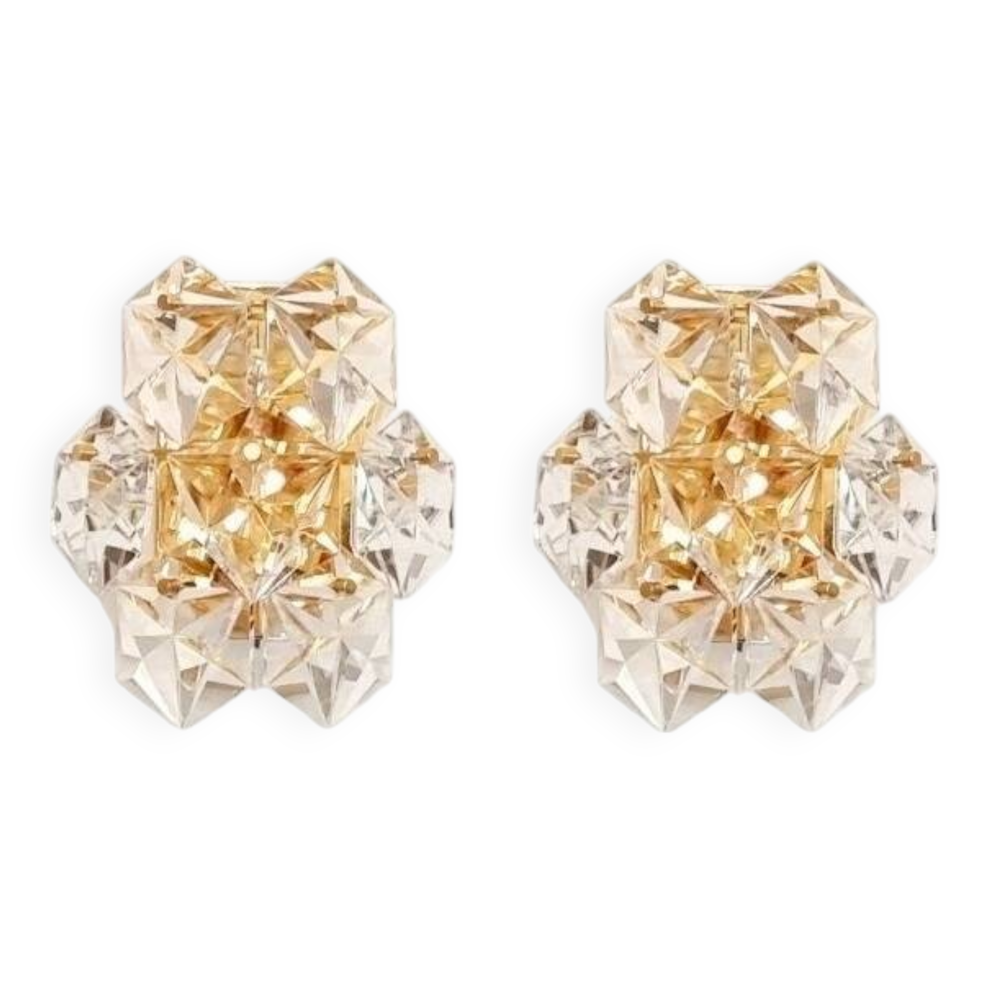 Pair of Faceted Crystal Wall Lights/Sconces from Kinkeldey, Germany, 1970s