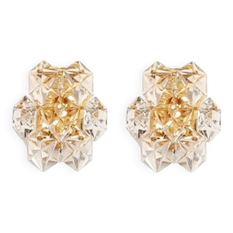 Pair of Faceted Crystal Wall Lights/Sconces from Kinkeldey, Germany, 1970s