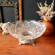 Transparent glass dish on vintage metal stand