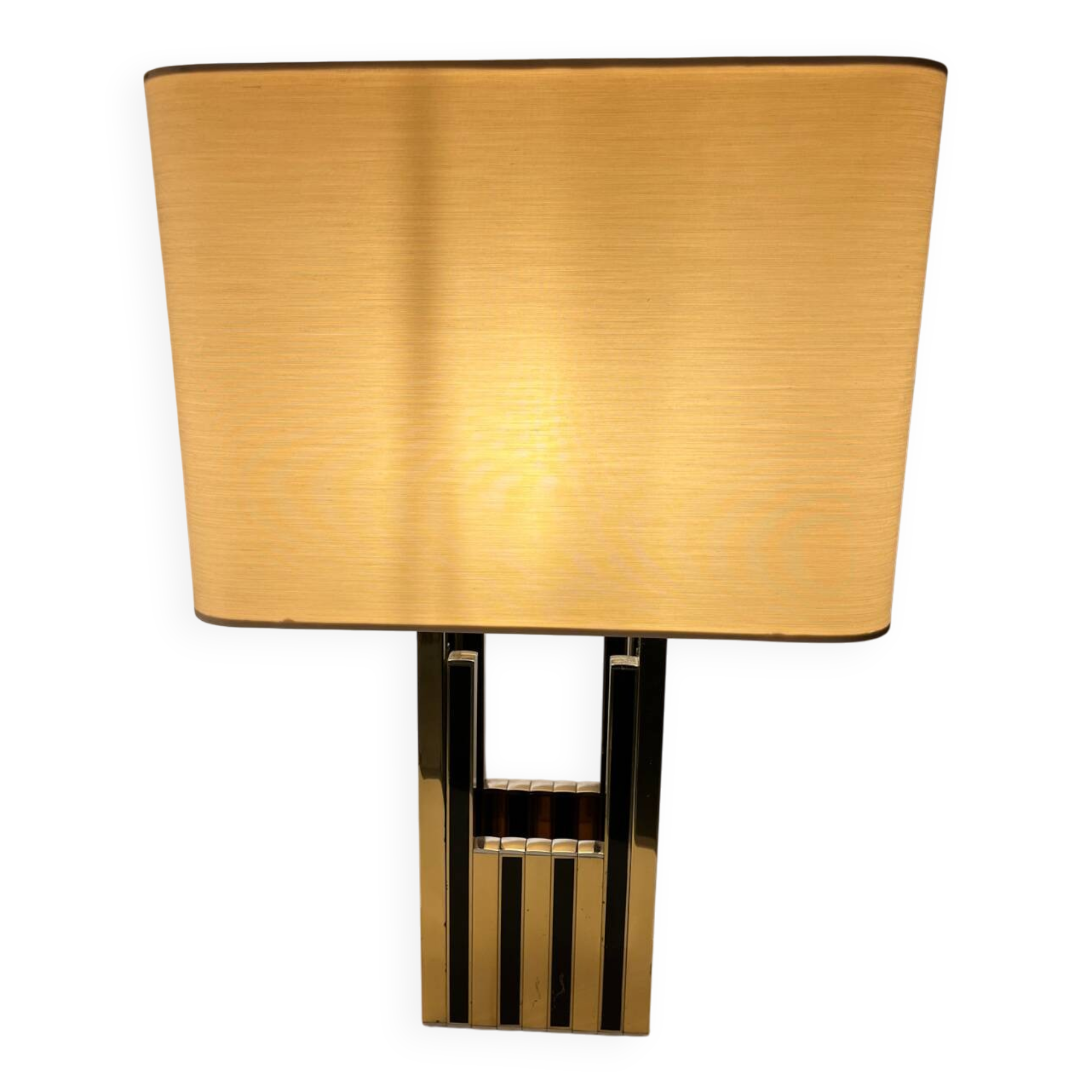 Lampe en laiton doré et noir années 70