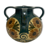 Vase Elchinger en céramique 4 anses détachées décor floral polychrome