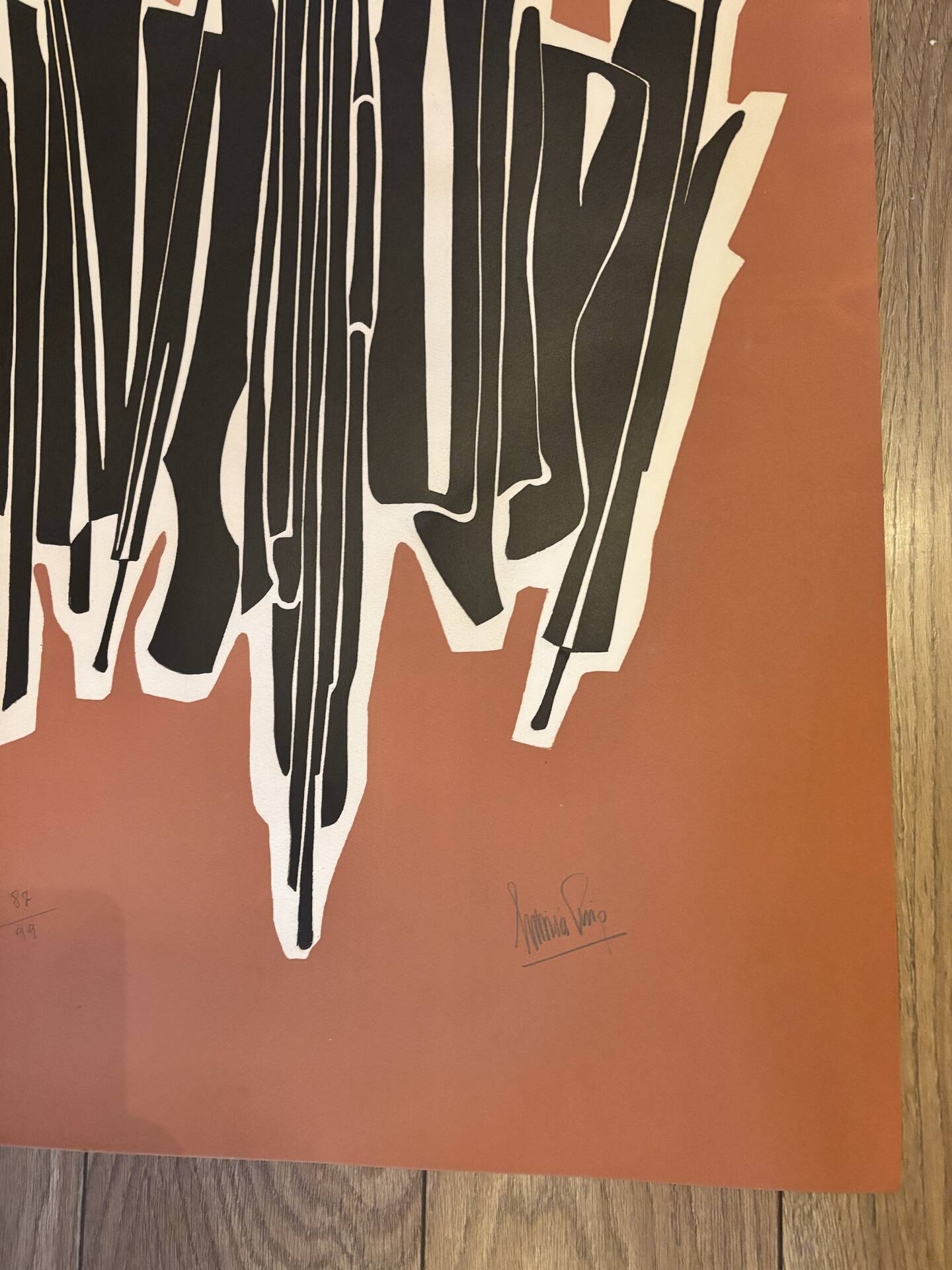 Original Abstract Lithograph Antonia Pino 1970. Signed Numbered 8